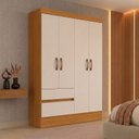 Ver imagem 1 de Guarda-Roupa Solteiro 4 Portas 2 Gavetas Lunaoff White/Cinamomo