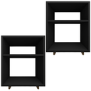 Ver imagem 1 de Kit 2 Mesa Cabeceira Nicho Quarto 39x50x37 Preto Pés Amadeirados