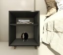 Ver imagem 3 de Kit 2 Mesa Cabeceira Nicho Quarto 39x50x37 Preto Pés Amadeirados