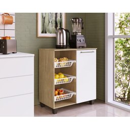 Balcão com Fruteira 1 Porta Mu1000.001 Dakar/branco Brilho Delmarco - 1