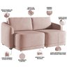 Sofá Cama para Sala de Estar 2 Lugares 176cm Montserrat K01 Veludo Rosê - Lyam Decor - 4