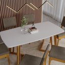 Ver imagem 7 de Conjunto Sala de Jantar Mesa 6 Cadeiras MDF Madeira Maciça 170cm Miami Cinza