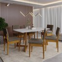 Ver imagem 1 de Conjunto Sala de Jantar Mesa 6 Cadeiras MDF Madeira Maciça 170cm Miami Cinza