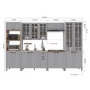 Ver imagem 3 de Cozinha Modulada 6 Peças Torre Quente Cristaleira e Aéreo com Vidro 2 Balcão sem Tampo 100% MDF Bari Cinza/Titanio Fosco