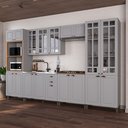 Ver imagem 1 de Cozinha Modulada 6 Peças Torre Quente Cristaleira e Aéreo com Vidro 2 Balcão sem Tampo 100% MDF Bari Cinza/Titanio Fosco