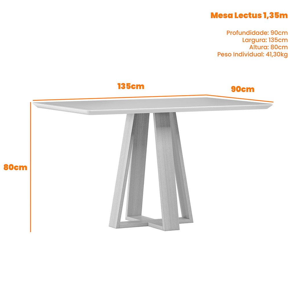 Mesa Lectus 135x90cm - Ypê/off White Newceval - 2