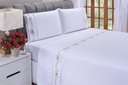 Ver imagem 2 de Jogo lençol Fluence quarto casal king bordado 4 peças 2fronha: Branco com Caqui
