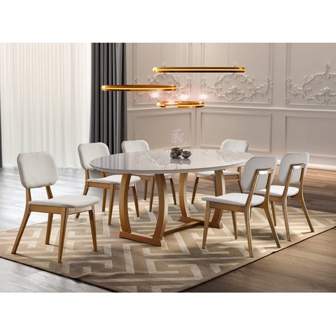 Sala de Jantar Moderna com 6 Cadeiras 2,0x1,0m - Zara - Requinte Salas