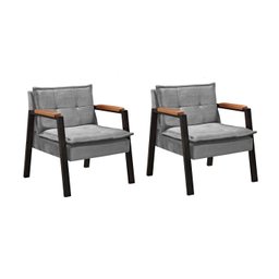 Conjunto de 2 Poltronas Fortaleza Industrial tecido Grafite - 1