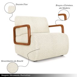 Kit 2 Poltronas Decorativa Sala de Estar Odessa Braços em Madeira Bouclê Off White G33 - Gran Belo - 3