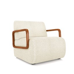 Kit 2 Poltronas Decorativa Sala de Estar Odessa Braços em Madeira Bouclê Off White G33 - Gran Belo - 6