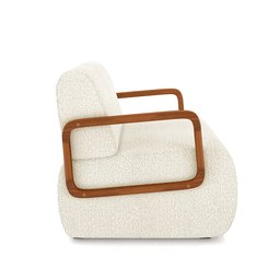 Kit 2 Poltronas Decorativa Sala de Estar Odessa Braços em Madeira Bouclê Off White G33 - Gran Belo - 8