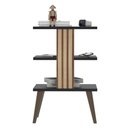 Ver imagem 1 de Mesa de Cabeceira Retro com Prateleira Mesa de Quarto Lateral Moderna Pop - Preto e Ripado