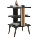 Ver imagem 4 de Mesa de Cabeceira Retro com Prateleira Mesa de Quarto Lateral Moderna Pop - Preto e Ripado