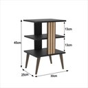 Ver imagem 2 de Mesa de Cabeceira Retro com Prateleira Mesa de Quarto Lateral Moderna Pop - Preto e Ripado