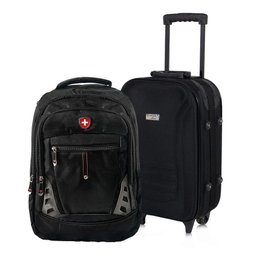 Conjunto Mala de Bordo Lucerna Preta + Mochila para Notebook Fuji Swiss Move - 1