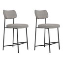 Ver imagem 1 de Kit 02 Banquetas Médias para Cozinha Lila Estofada com Encosto Linho Cinza - Desk Design