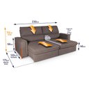 Ver imagem 5 de Sofá Retrátil Reclinável Linea 2,30m Linho Bouclê Marrom Duplo Molejo - King House