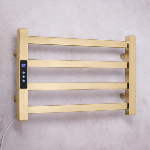 Toalheiro Elétrico Dourado Aço Inox Térmico Display Digital 30x45 220v