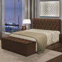 Ver imagem 1 de Kit Cabeceira Pérola+ Calçadeira Itália Queen 160 CM Suede Marrom - D A Decor