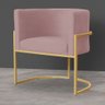 Poltrona Decorativa Sala Estar Recepção Escritório Luana Base Gold Veludo Rosê - Montanaris Decor - 2