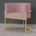 Ver imagem 2 de Poltrona Decorativa Sala Estar Recepção Escritório Luana Base Gold Veludo Rosê - Montanaris Decor