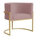 Ver imagem 1 de Poltrona Decorativa Sala Estar Recepção Escritório Luana Base Gold Veludo Rosê - Montanaris Decor