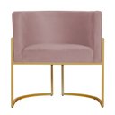 Ver imagem 3 de Poltrona Decorativa Sala Estar Recepção Escritório Luana Base Gold Veludo Rosê - Montanaris Decor