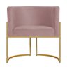 Poltrona Decorativa Sala Estar Recepção Escritório Luana Base Gold Veludo Rosê - Montanaris Decor - 3