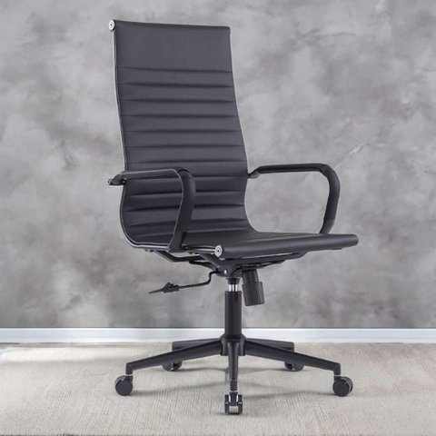 Cadeira de Escritório Diretor Relax Courino Base Preta Cor:preto