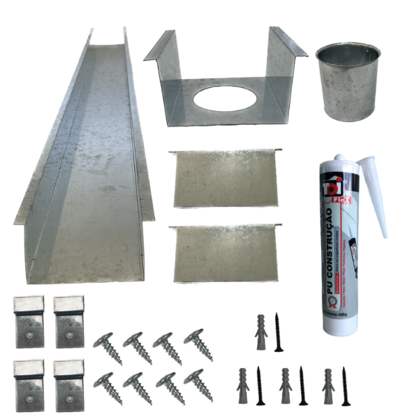 Kit Calha Telhado Cocho Divisa Platibanda 2 Mts Galvanizada Galvocalhas Calha Galvanizada Saída Redo - 1