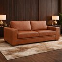 Ver imagem 2 de Sofá Decorativo Sala de Estar Champions 2 Lugares 150cm Couro Conhaque - Mozzelar