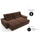 Ver imagem 5 de Sofá com Chaise Houston 3 Lugares Retrátil e Reclinável 210cm Marrom Suede