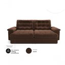 Ver imagem 2 de Sofá com Chaise Houston 3 Lugares Retrátil e Reclinável 210cm Marrom Suede