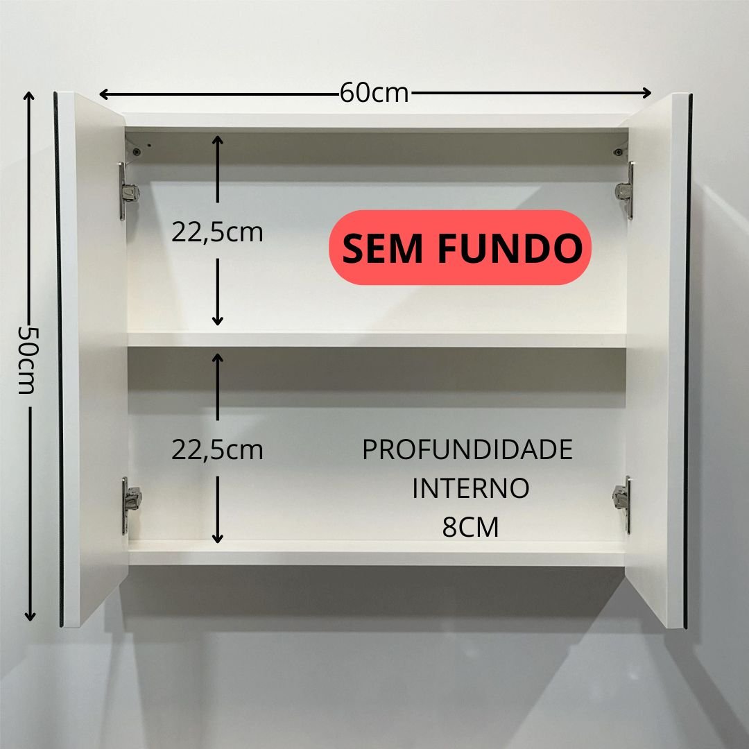 Espelho para Banheiro Armário 2 Portas - 60cm - 4