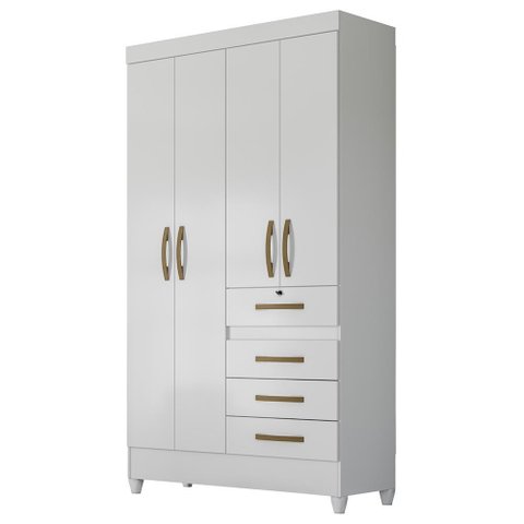 Guarda Roupa Sobral 110cm 4 Portas Branco Flex Moval