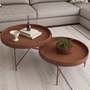Ver imagem 5 de Mesa de Centro Decorativo Sala de Estar 70 Cm Industrial Sintético Whisky P06 Aura