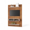 Ver imagem 2 de Painel Tv Byte P/tv Ate 50 Polegadas C/ 2 Nichos -2 Prateleiras - Mel/off White