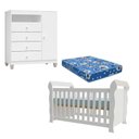 Ver imagem 2 de Berço Americano Lara com Colchão para Berço Americano e Cômoda Infantil Ternura Baby Branco
