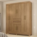 Ver imagem 2 de Kit Guarda Roupa Casal 8 Portas Munique Cômoda Astral Amêndola Touch