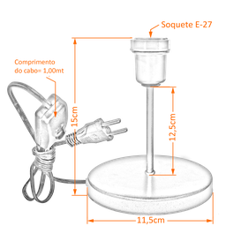 Luminária de Mesa Abajur Mini Branco Use Lâmpada E27 Led - 2