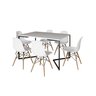 Mesa Industrial Base Ferro Preto em V Tampo 137x90 Branco 4 Cadeiras Eames Madeira Assento Branco - 2