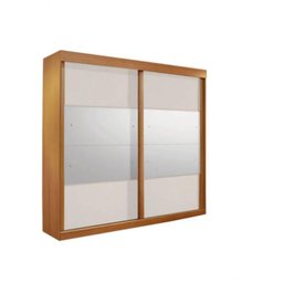 Guarda Roupa Casal 2 Portas de Correr com Espelho Trancoso - Móveis Valverde - Cinamomo Off White - 1