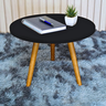 Mesa Redonda de Madeira Maciça Decorativa com Pés Palito Porta Objetos Mdf Preta - 3