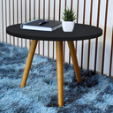 Ver imagem 1 de Mesa Redonda de Madeira Maciça Decorativa com Pés Palito Porta Objetos Mdf Preta