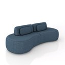 Ver imagem 2 de Sofá Sala de Estar Modulado França 280cm Encosto Articulável com Almofadas Linho Azul G45 - Gran Bel
