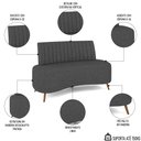 Ver imagem 3 de Sofá 2 Lugares para Sala Living 135cm Pés Palito Tamar K04 Linho Cinza Escuro - Mpozenato
