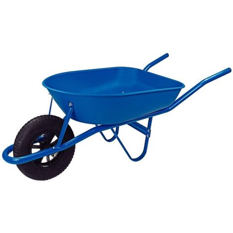 Carrinho de Mão Tramontina com Caçamba Rasa Plástica Azul 50 L, Braço Metálico e Pneu com Câ