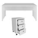 Ver imagem 3 de Mesa Escrivaninha de Escritório com Gaveteiro 3 Gavetas Branco