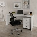 Ver imagem 1 de Mesa Escrivaninha de Escritório com Gaveteiro 3 Gavetas Branco